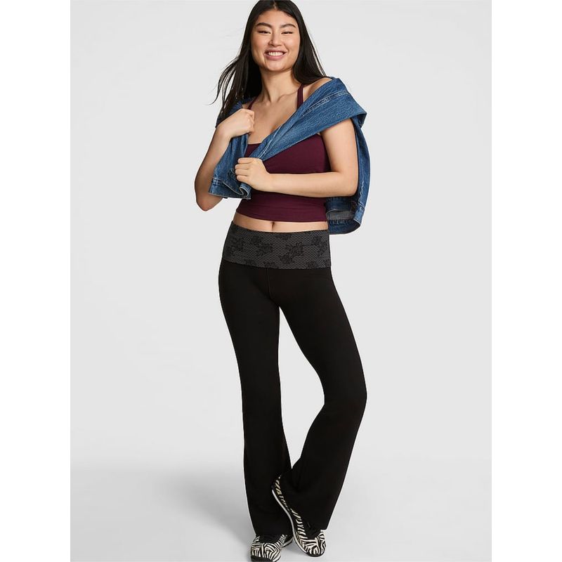 Victoria's Secret Women Black Floral Leggings (M)