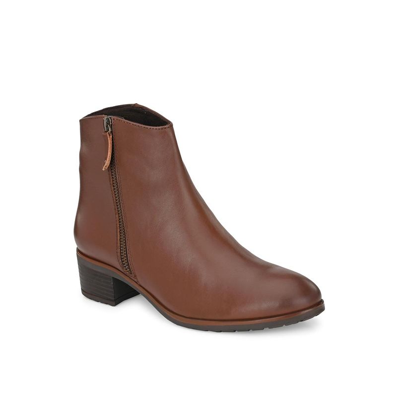 Delize Tan Solid Ankle Boots (UK 3)