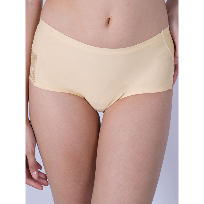 SOIE Nude Seamless Mid Waist Full Coverage Lace Hipster (S)