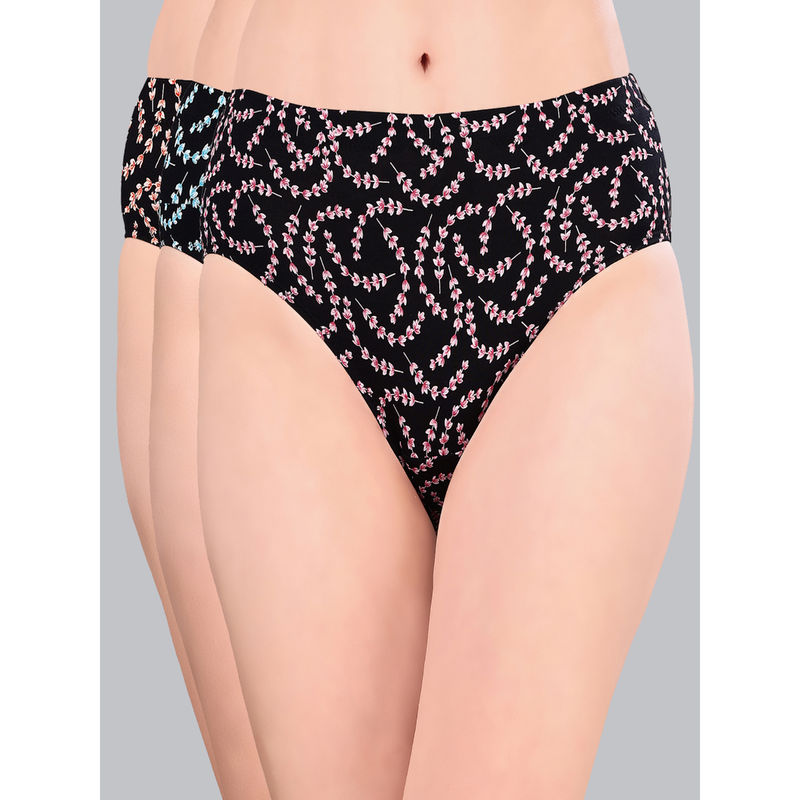 SOIE High Rise Full Coverage Printed Stretch Cotton Hipsters (Pack of 3) (S)