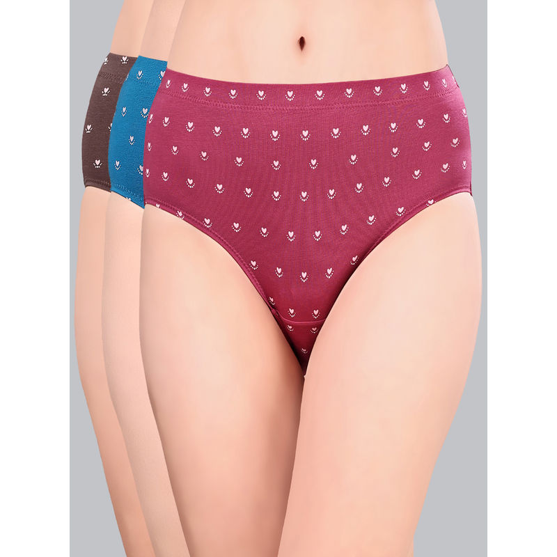 SOIE High Rise Full Coverage Printed Stretch Cotton Hipsters (Pack of 3) (3XL)