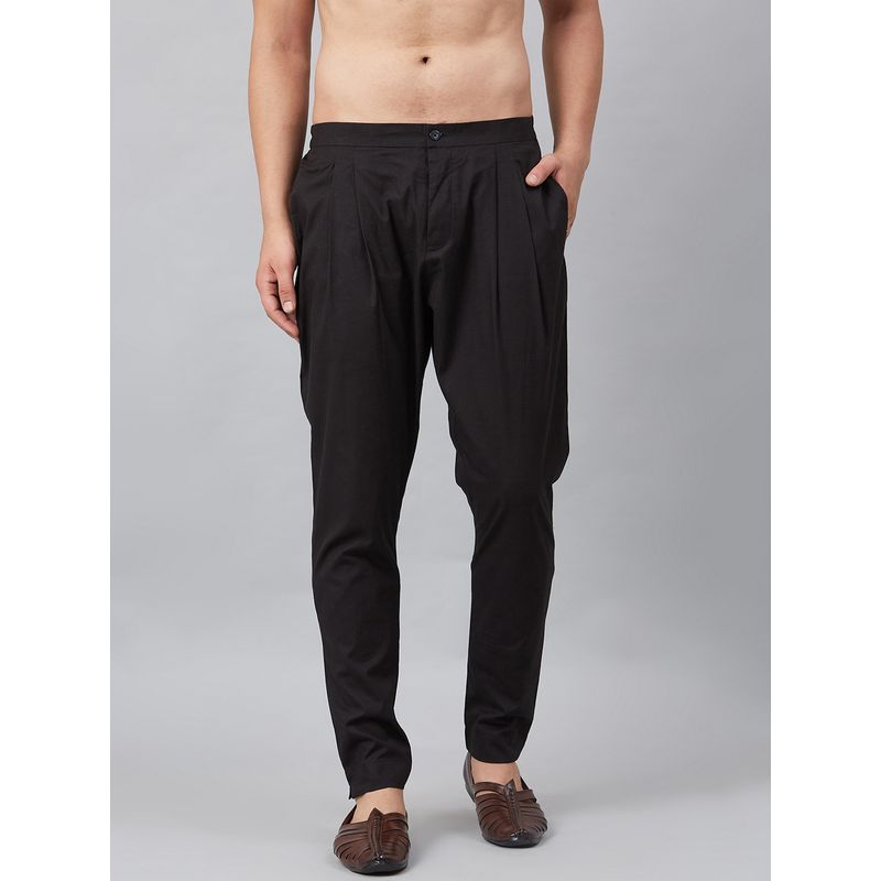 MULTI SHADES Men Black Viscose Plain Straight Fit Pyjama (XS)