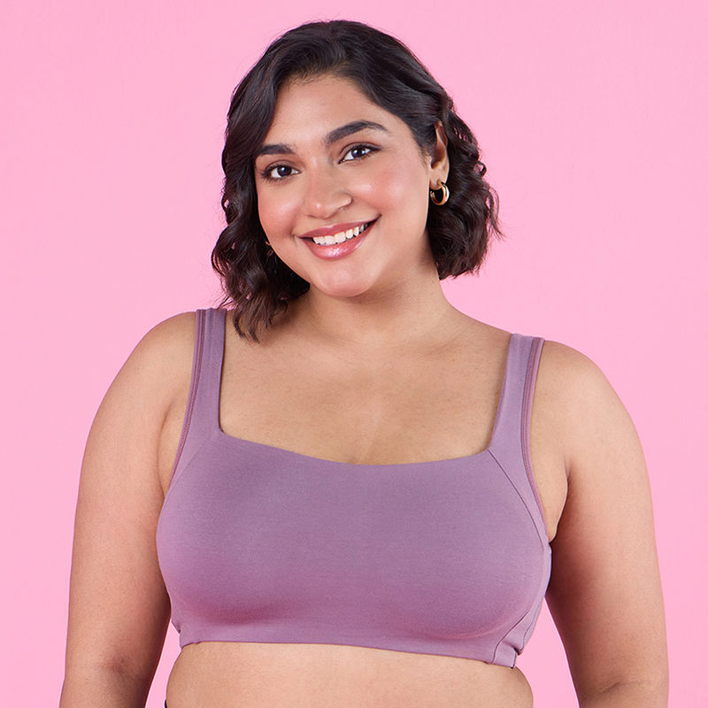 Nykd by Nykaa Trendy Square Neckline Slip on Bra with full coverage-NYB158-D mauve (XS)