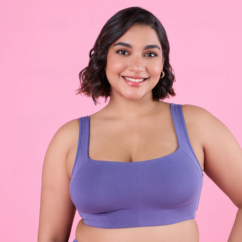 Nykd by Nykaa Trendy Square Neckline Slip on Bra with full coverage-NYB158-D Purple (M)