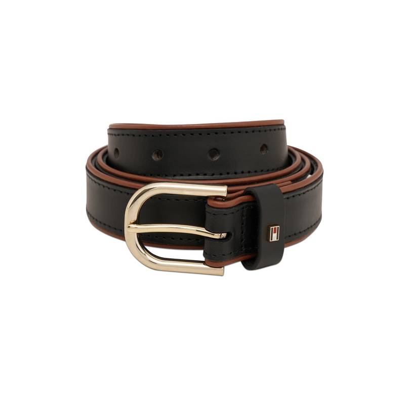 Tommy Hilfiger Womens Leather Belt Ferna - Black (L)