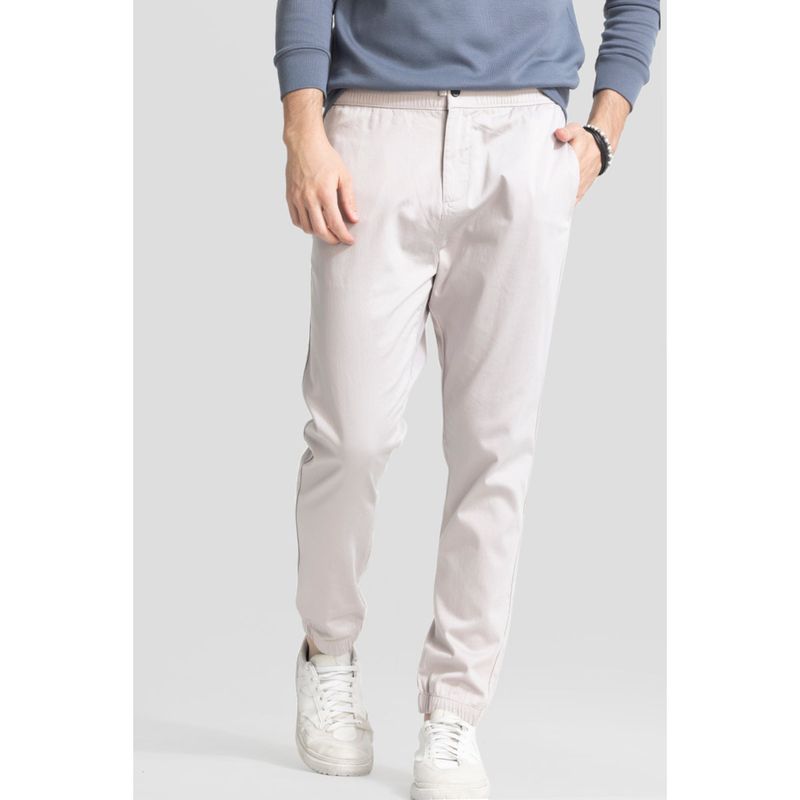 Snitch Men White Solid Joggers (36)