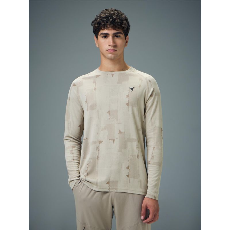 Technosport Men Jacquard Slim Fit Round Neck Sports T-Shirt with Double Cool (M)