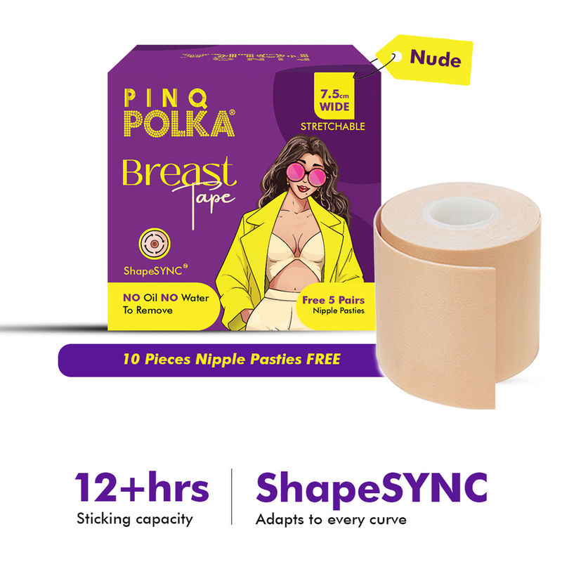 PINQ Polka Breast Lift Tape For All Cup Sizes Boob Tape With Free Nipple Pasties Body Tape