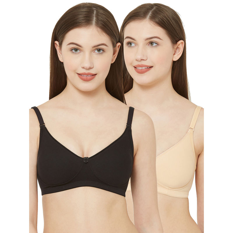 Juliet Womens Non Padded Non Wired Bra Combo Simran Skin Black (32C)