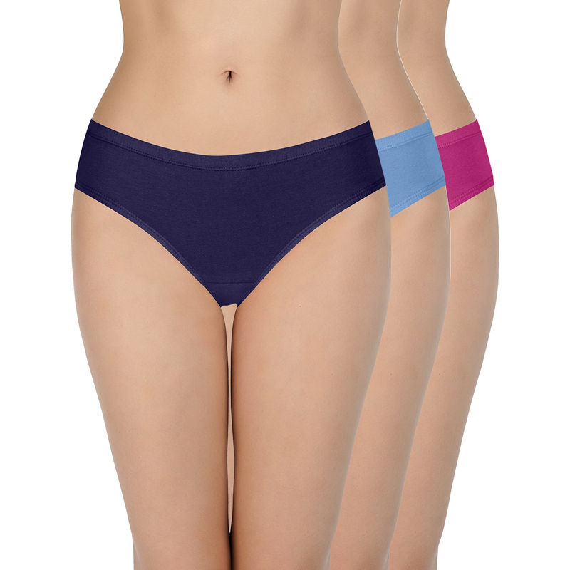 Amante Solid Low Rise Cotton Bikini Panties (Pack of 3) (M)