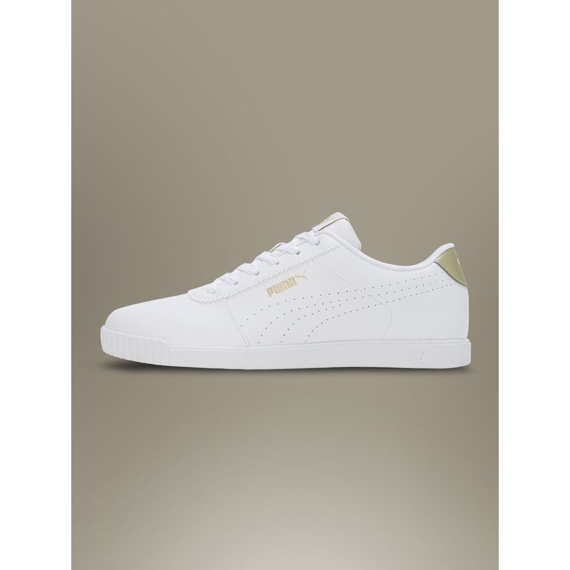 Puma Carina Slim Perf Womens Off White & Gold Sneakers (UK 7)