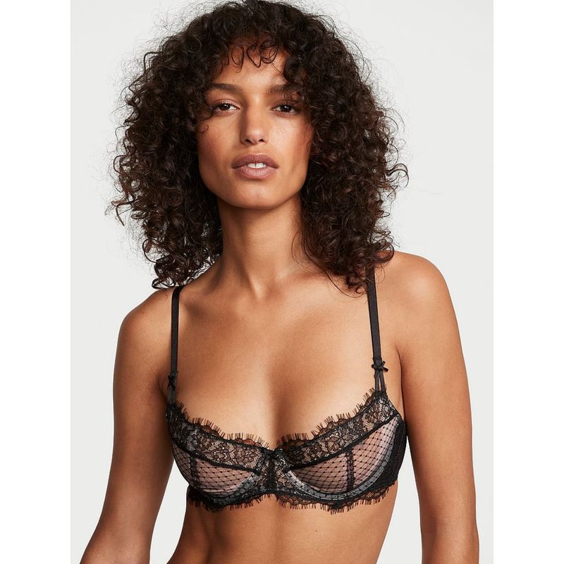 Victoria's Secret Dream Angels Wicked Lace Unlined Balconette Bra Black (34B)