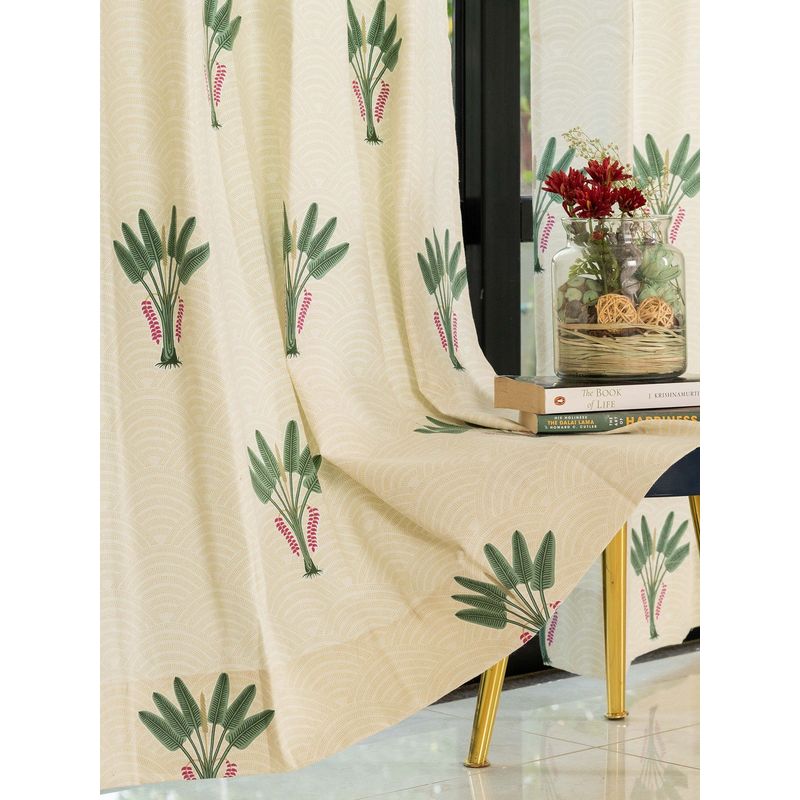 Urban Space Cotton Window Curtains with Eyelets & Tieback Palm Lagoon Green (Pack of 2) 5x4 feet