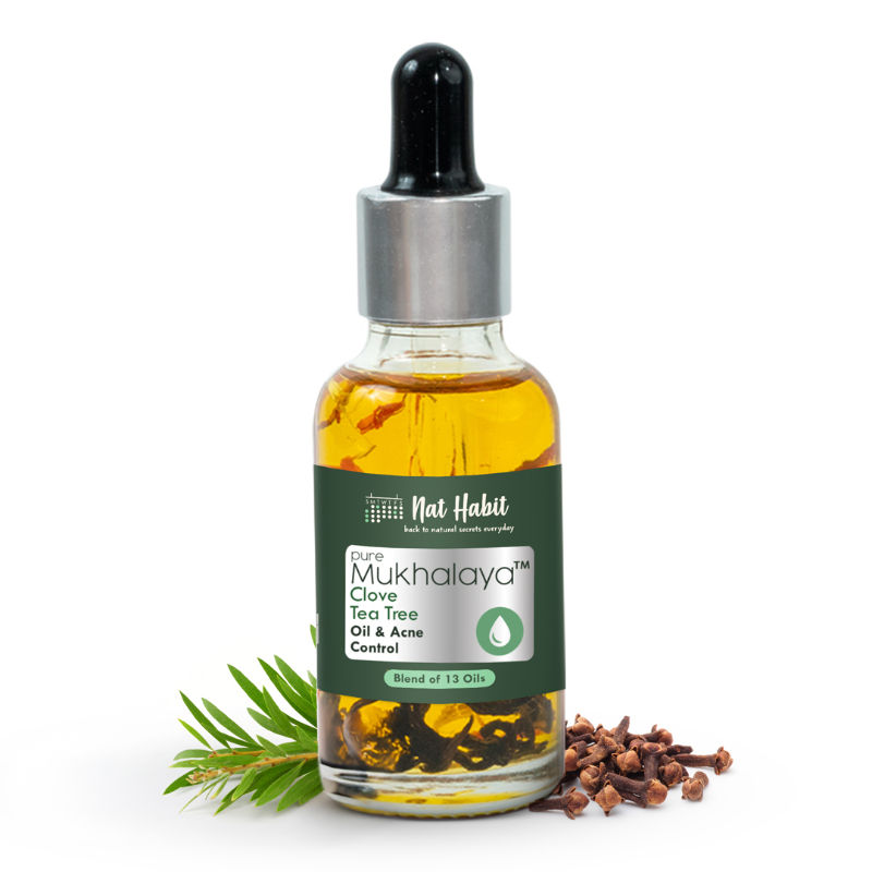 Nat Habit Pure Clove Tea Tree Face Oil For Oily Skin, Makeup Lightweight Facial Oil For Acne Control