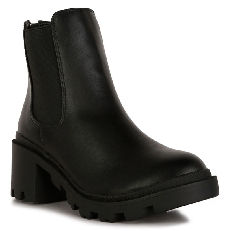 London Rag Black Block Heel Platform Chelsea Boots (EURO 36)