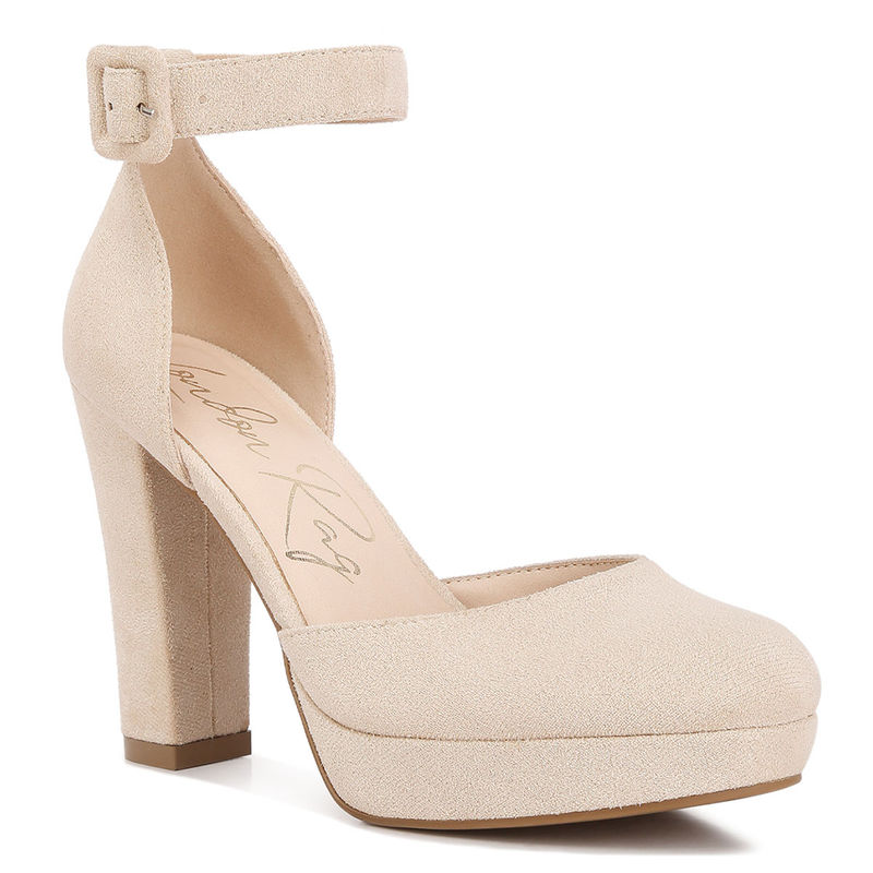 London Rag Beige Inigo Interchangeable Ankle Strap Sandal Heels (EURO 37)