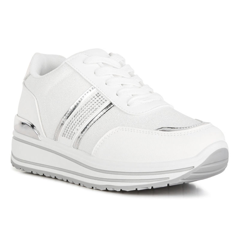 London Rag White Metallic Panel Platform Sneakers (EURO 39)