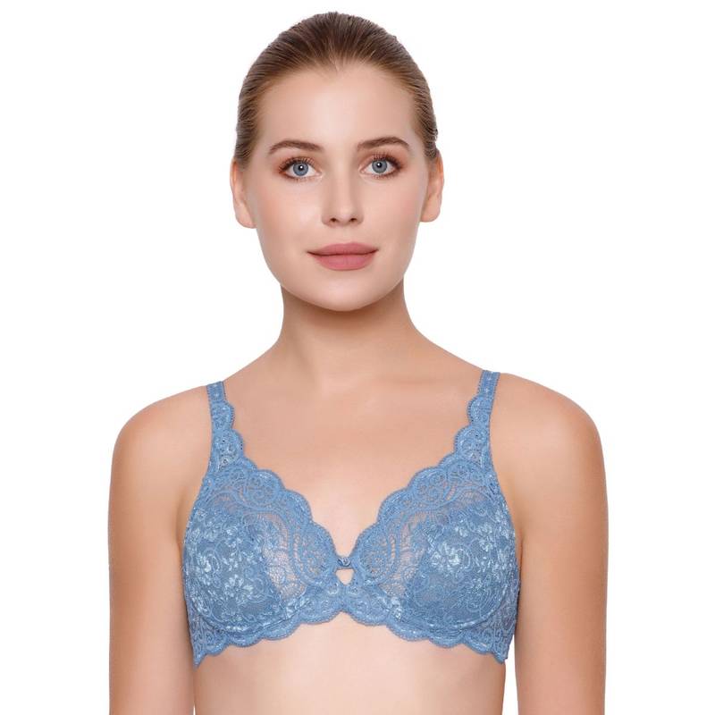 Triumph Amourette 300 Wired Non-Padded Lace Everyday Bra - Blue (34C)