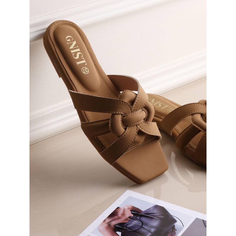 GNIST Women Casual Slip on Tan Slip on Flats (EURO 36)