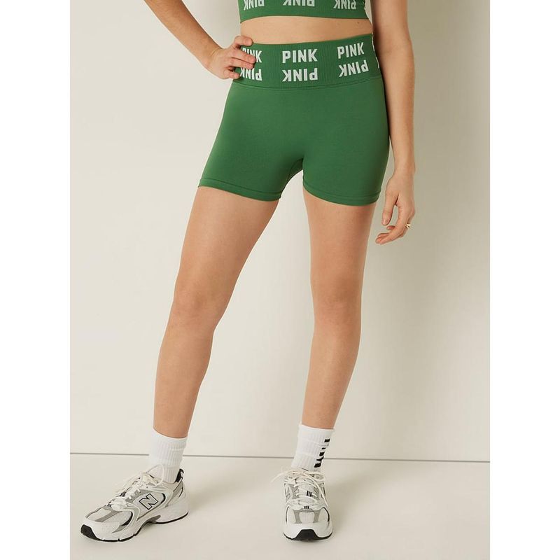 Victoria's Secret Women Green Solid 3" Seamless High-Waist Shorts (S)