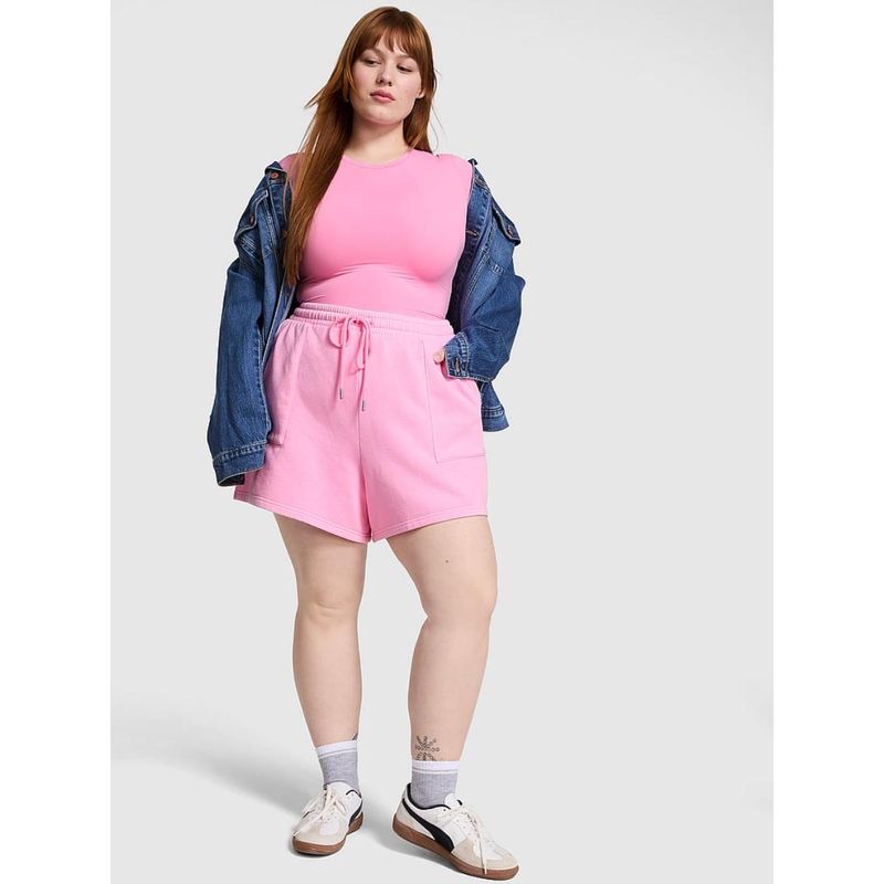 Victoria's Secret Women Pink Solid Ivy Fleece Classic Shorts (S)