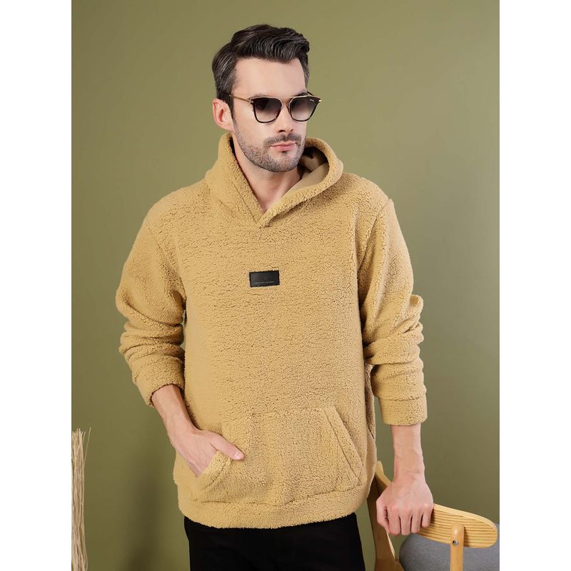 RIGO Men Mustard Sherpa Oversized Hoodie (S)