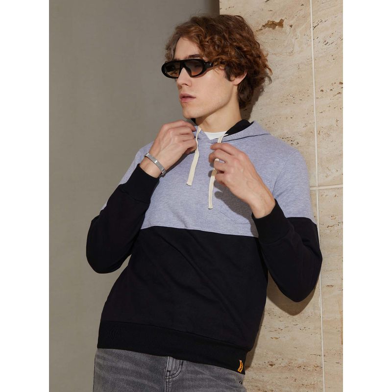 Campus Sutra Men's Colourblock Pullover Hoodie (S)