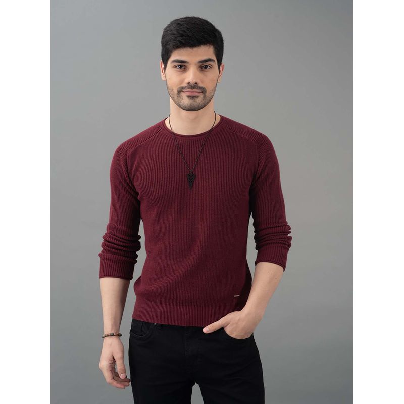 ROOKIES Burgundy Round Neck Pullover Sweater (L)