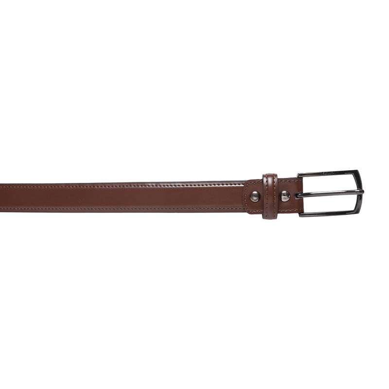 Bulchee Men's Glossy Leather Belt (Casual, Brown) (M)