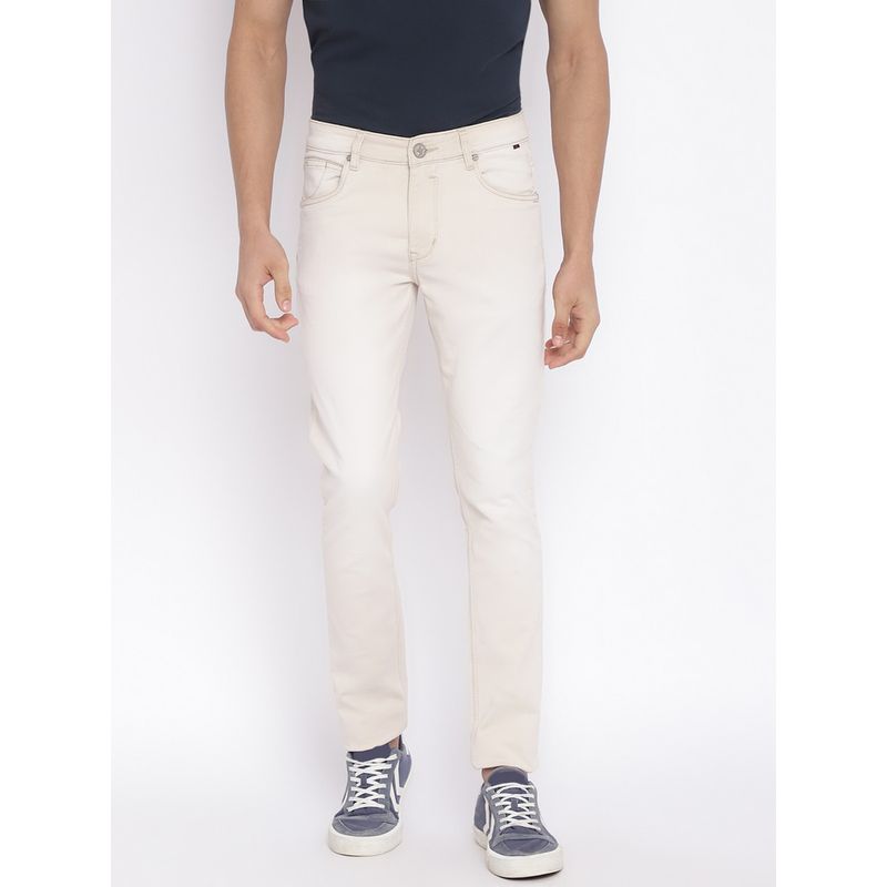 Cantabil Solid Beige Regular Fit Denim Jeans (34)