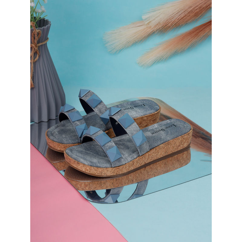 Louis Stitch Women Two Strap Diamond Stone Blue Lightweight Sandals (UK 3)