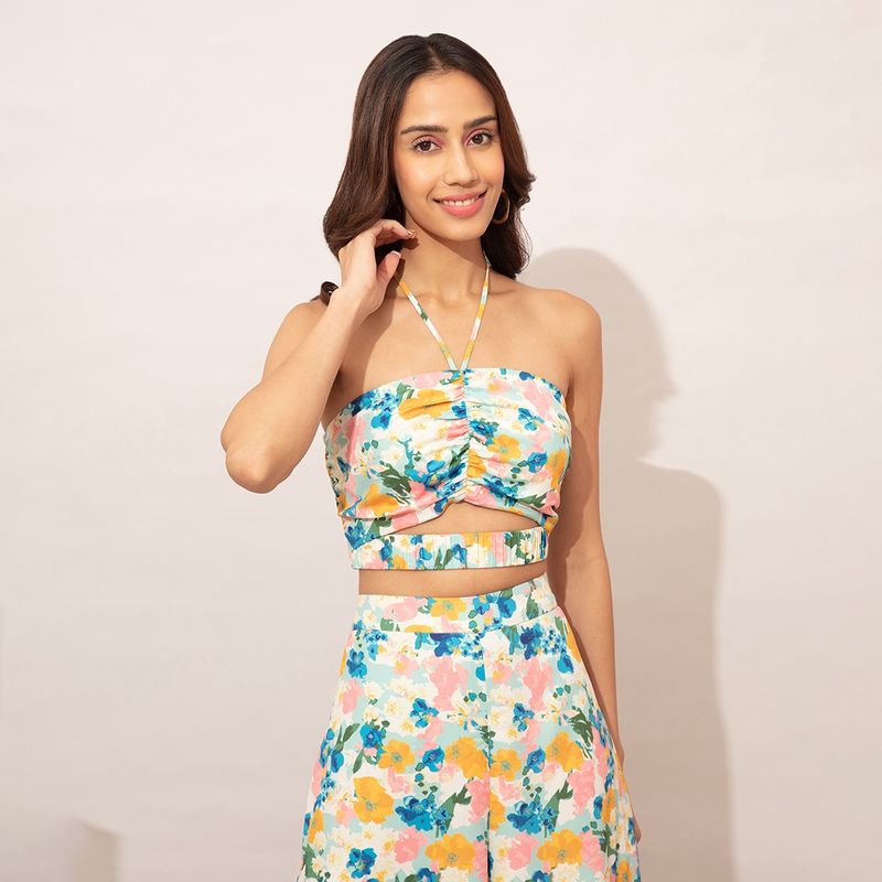 Twenty Dresses by Nykaa Fashion Multicolor Floral Printed Crop Tube Top (XL)