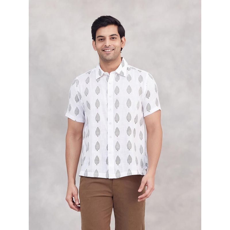 Fabindia White Cotton Bush Shirt (S)