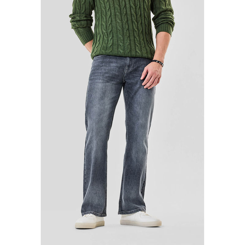 Snitch Dark Grey Washed Bootcut Fit Casual Jeans (36)
