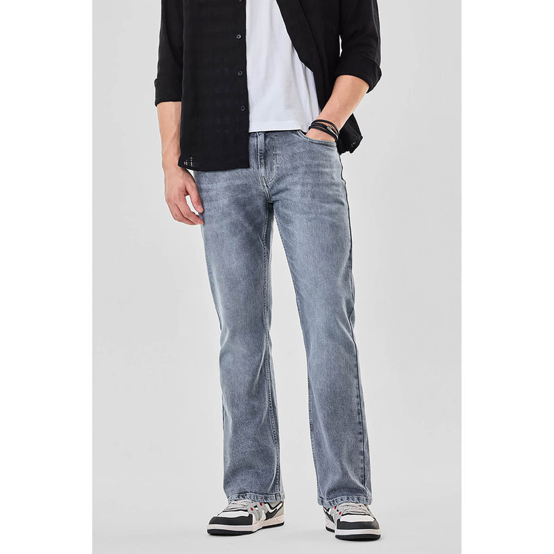 Snitch Light Grey Washed Bootcut Fit Casual Jeans (38)