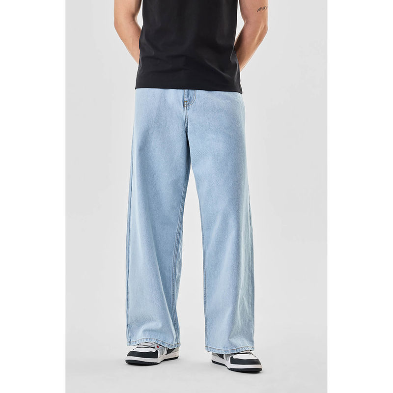 Snitch Light Blue Denim Baggy Fit Casual Jeans (34)