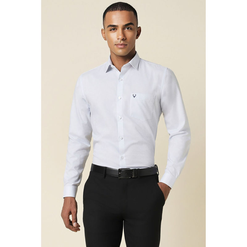Allen Solly Men White Slim Fit Stripe Full Sleeves Formal Shirts (44)