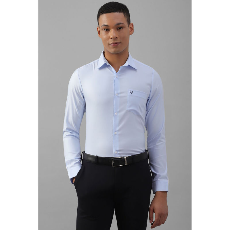 Allen Solly Men Blue Slim Fit Solid Full Sleeves Formal Shirts (40)