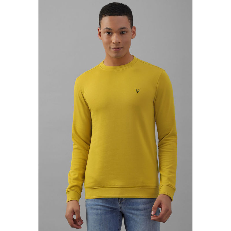 Allen Solly Men Yellow Crew Neck Full Sleeves Casual Sweatshirt (L)