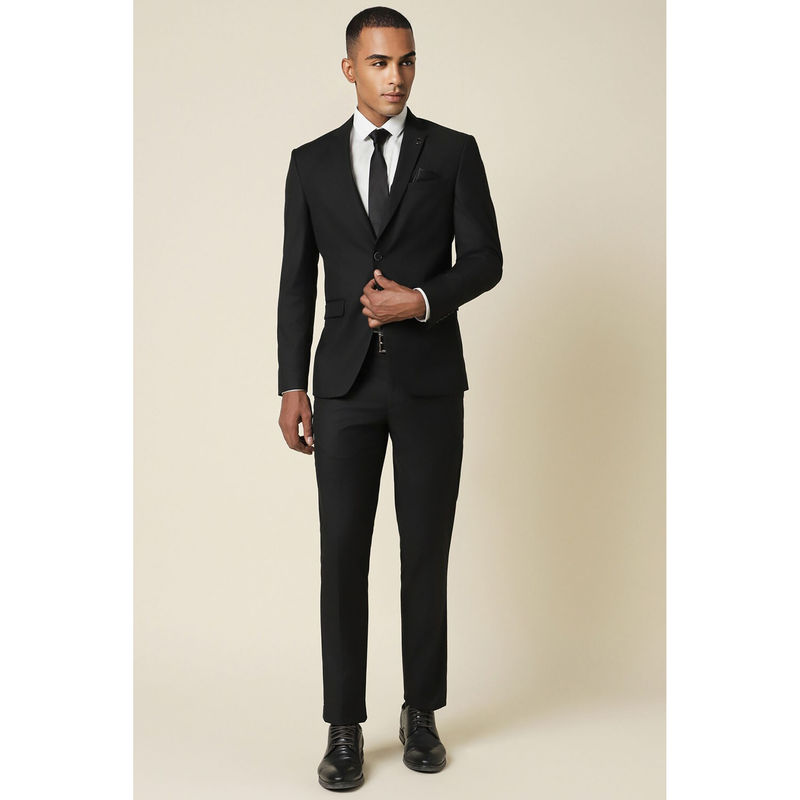Allen Solly Men Black Slim Fit Solid Party Two Piece Suit (Set of 2) (38)