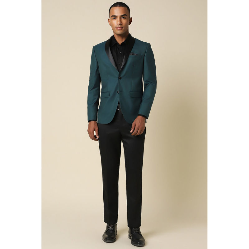 Allen Solly Men Green Slim Fit Solid Party Two Piece Suit (Set of 2) (38)