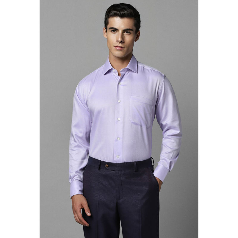 Louis Philippe Men Purple Classic Fit Textured Full Sleeves Formal Shirt (42)