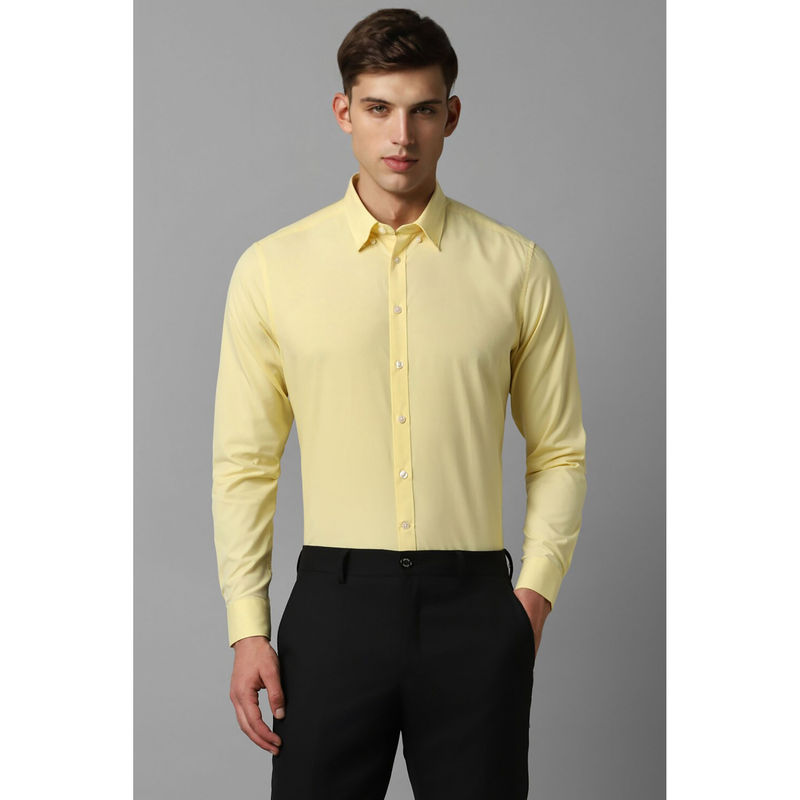 Louis Philippe Men Yellow Slim Fit Solid Full Sleeves Formal Shirt (40)