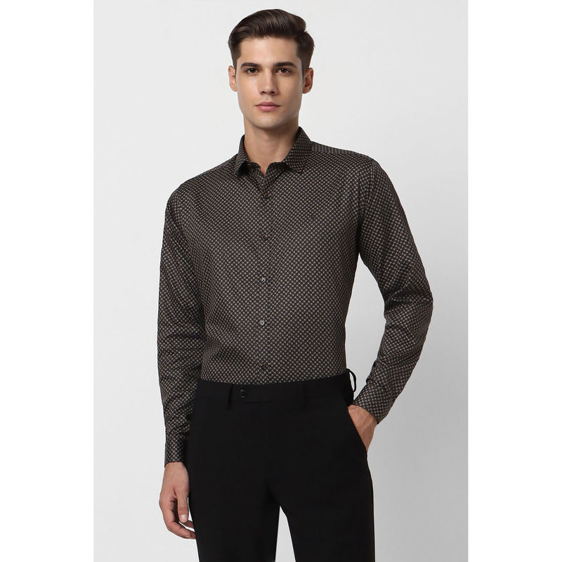 Van Heusen Men Black Slim Fit Print Full Sleeves Party Shirt (44)