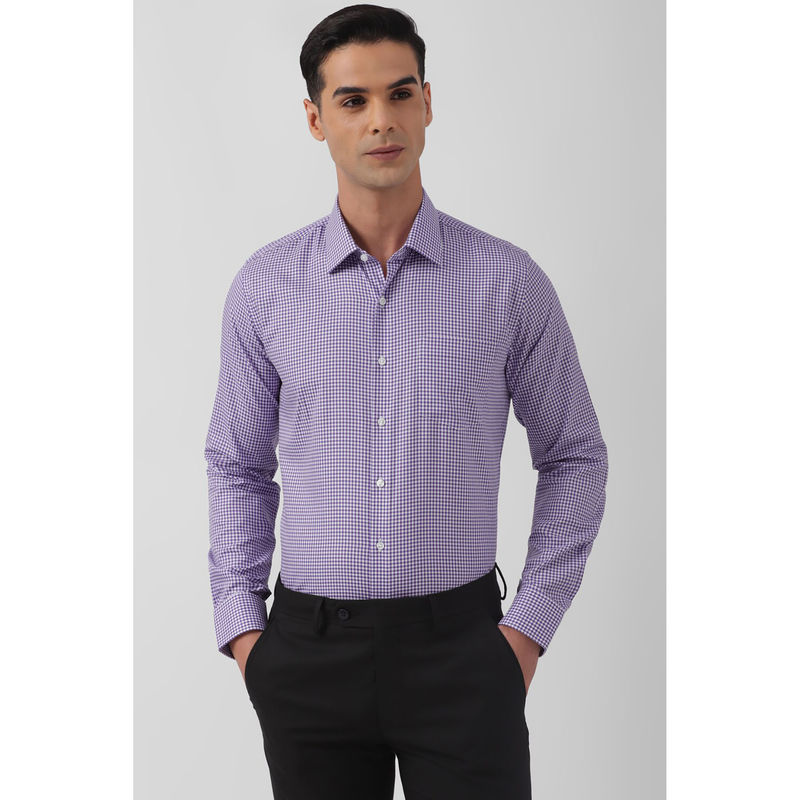 Van Heusen Men Purple Slim Fit Check Full Sleeves Formal Shirt (40)