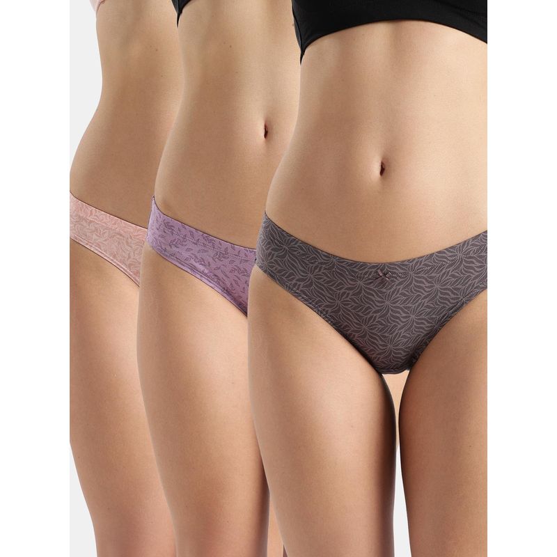 Jockey FE30 Women Medium Coverage Cotton Elastane Bikini - Assorted Prints (Pack of 3) (2XL)