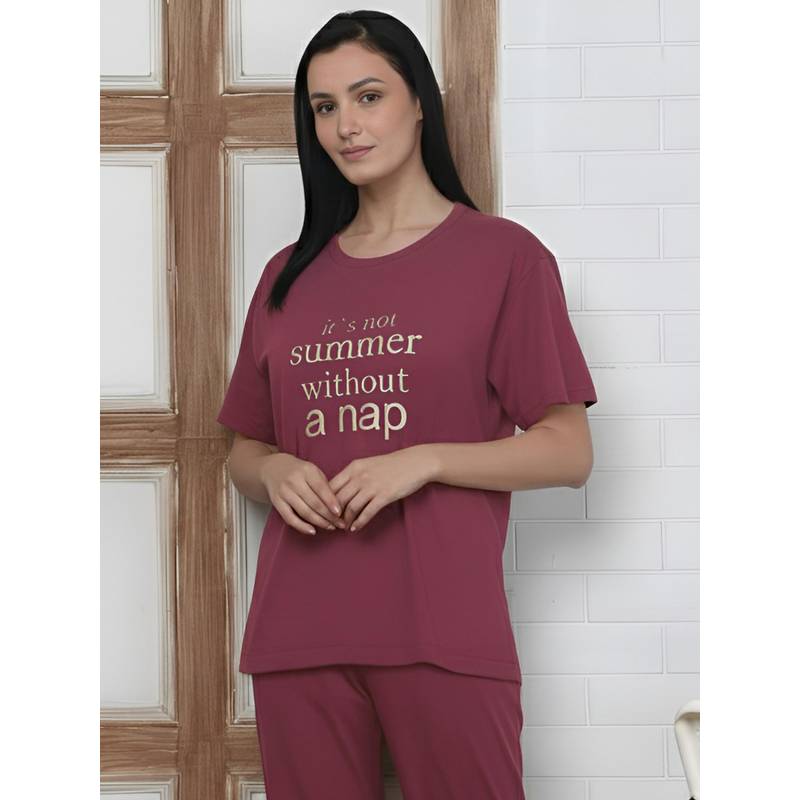 Kanvin Pink Modal Printed T-Shirt (S)