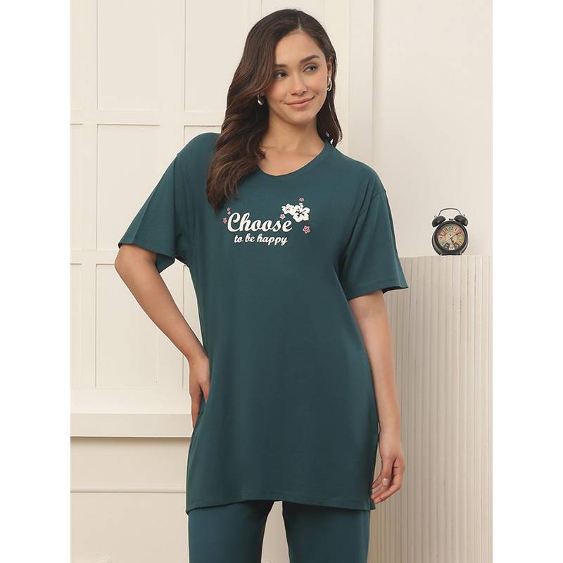 Kanvin Purple Modal Printed T-Shirt (M)