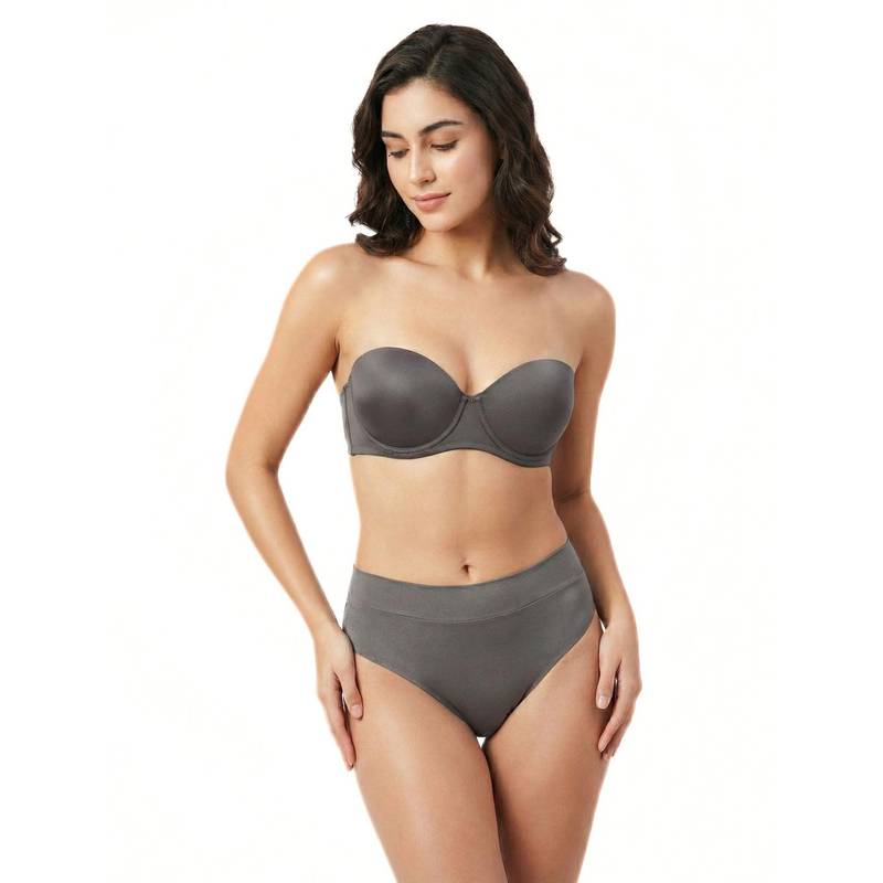 Curwish Grey Microfibre Solid Bikini Panty (S)