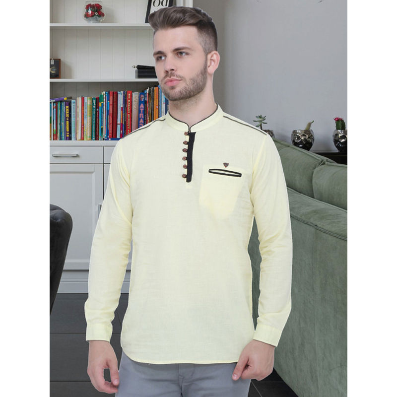 KUONS AVENUE Men Linen Cotton Casual Short Kurta (M)